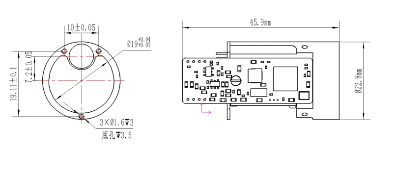 905nm Laser Rangefinder Module 1km SF-DYA1001A