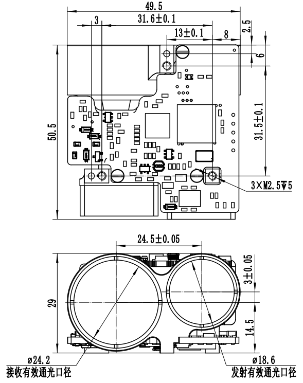 905nm Laser Rangefinder Module 3km SF-DYA3001A