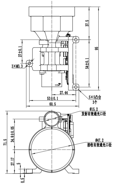 1535nm Eye-safe Laser Rangefinder Module 10.5km SF-DYC10K2B