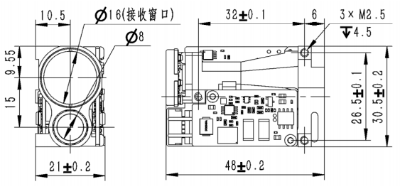 1535nm Eye-safe Laser Rangefinder Module 3km SF-DYC15A