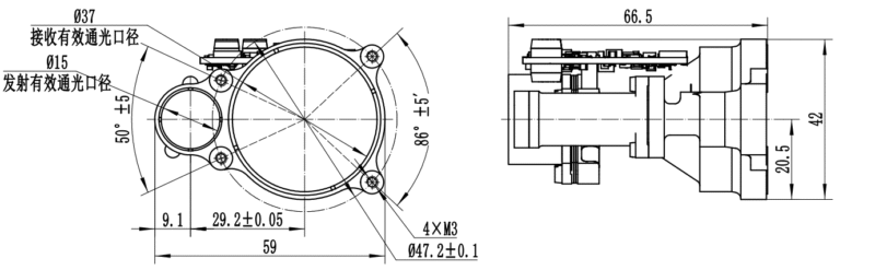 1535nm Eye-safe Laser Rangefinder Module 9.5km SF-DYC9002B